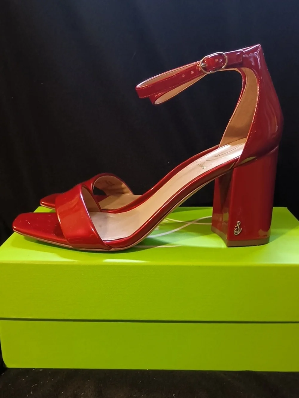 Sam Edelman DANIELLA Passion Red Block Heels w/Ankle Strap Women Sz 9M Like New